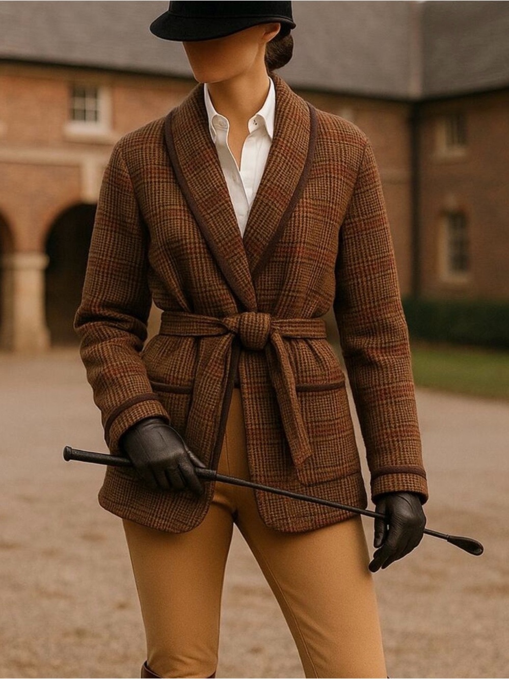 Lauren Ralph Lauren Brown Houndstooth Plaid Shawl-Collar Blazer - Picture 3 of 6